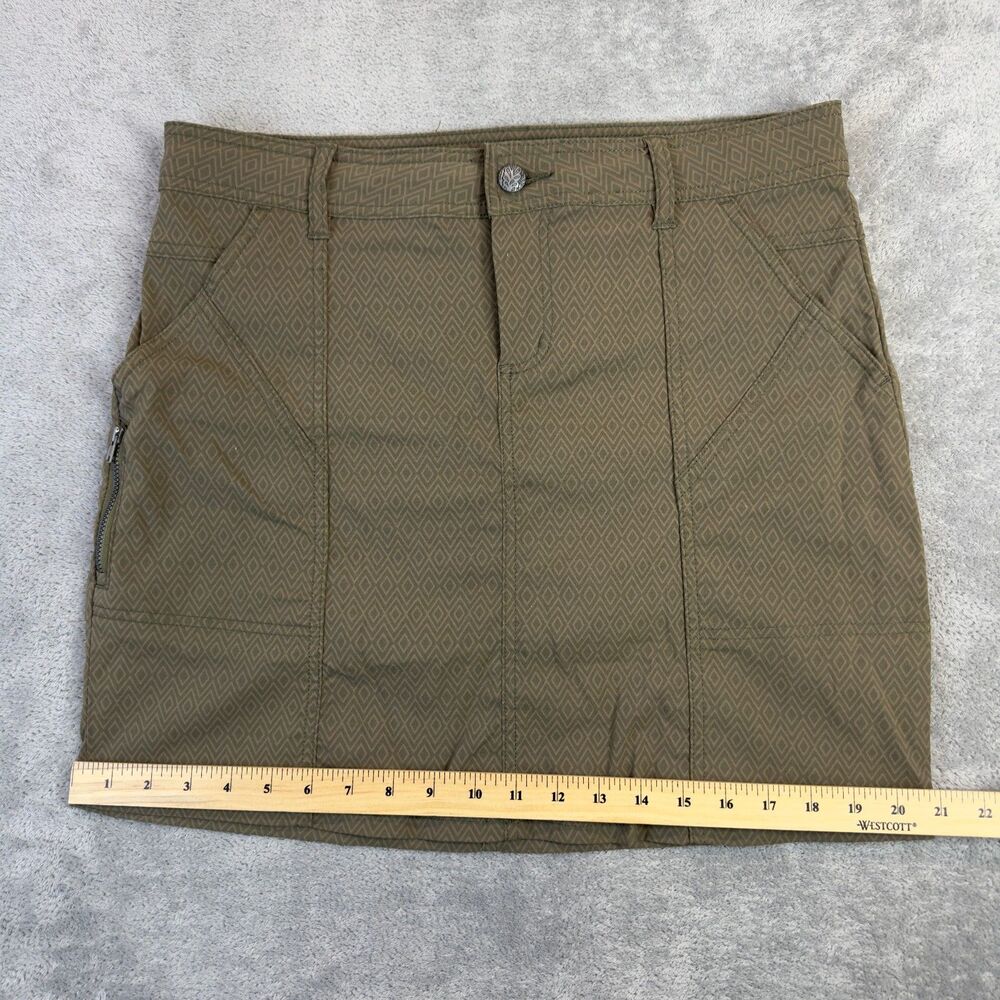 PrAna Skirt Womens 8 Olive Green Aztec Casual Outdoor Hiking Athletic Nylon Cute - Picture 6 of 8